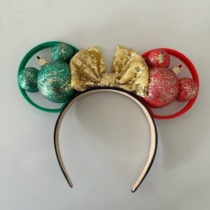 Disney Mickey Minnie Mouse Silhouette Holiday Christmas Ornament Headband